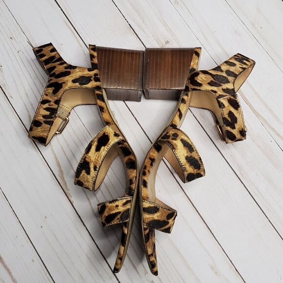 J CREW sandals three strap calf hair‎ block heel 10.5 - Picture 5 of 10